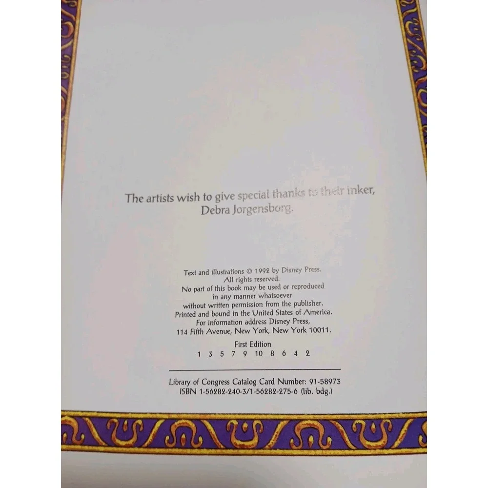 Disney's Aladdin~Adapted from the‎ film by A.L. Singer~Hardcover~1992